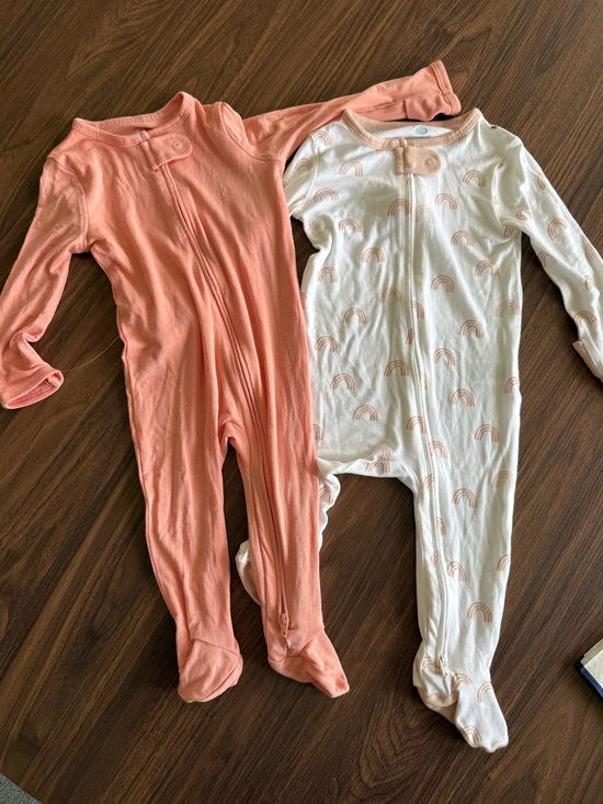 cloud island Other - cloud island Peach White Rainbow Footed Pajama Set 2 6-9 months butter soft nwt